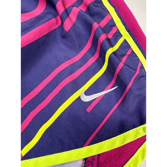 Nike Dri-Fit Active Neon Purple Yellow Running Short Drawstring Lined Sz M - Picture 3 of 13